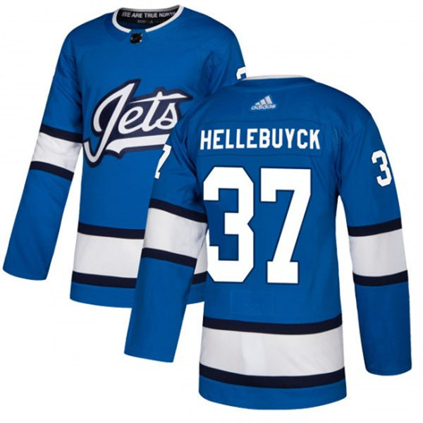 Men's Winnipeg Jets #37 Connor Hellebuyck adidas Blue Alternate Jersey Men's Winnipeg Jets #37 Connor Hellebuyck adidas Blue Alternate Jersey